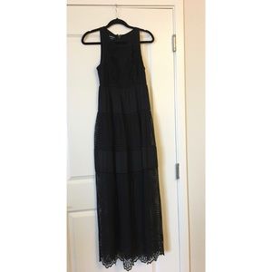 Bebe Black Maxi Dress with Lace Detail